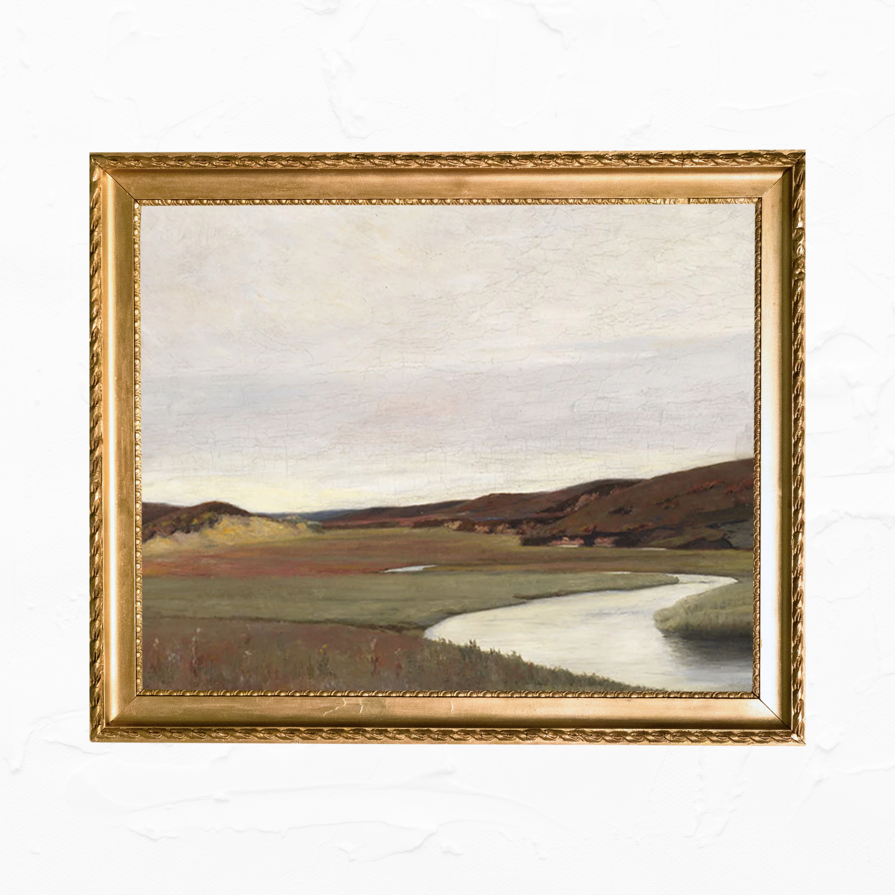 Autumn River Landscape Vintage Art Print