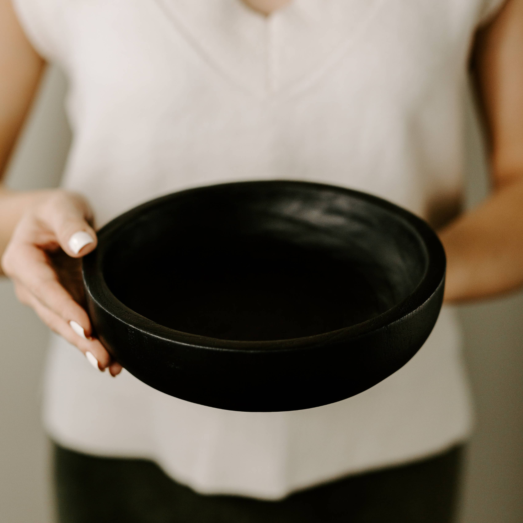 Black Decorative Wood Bowl