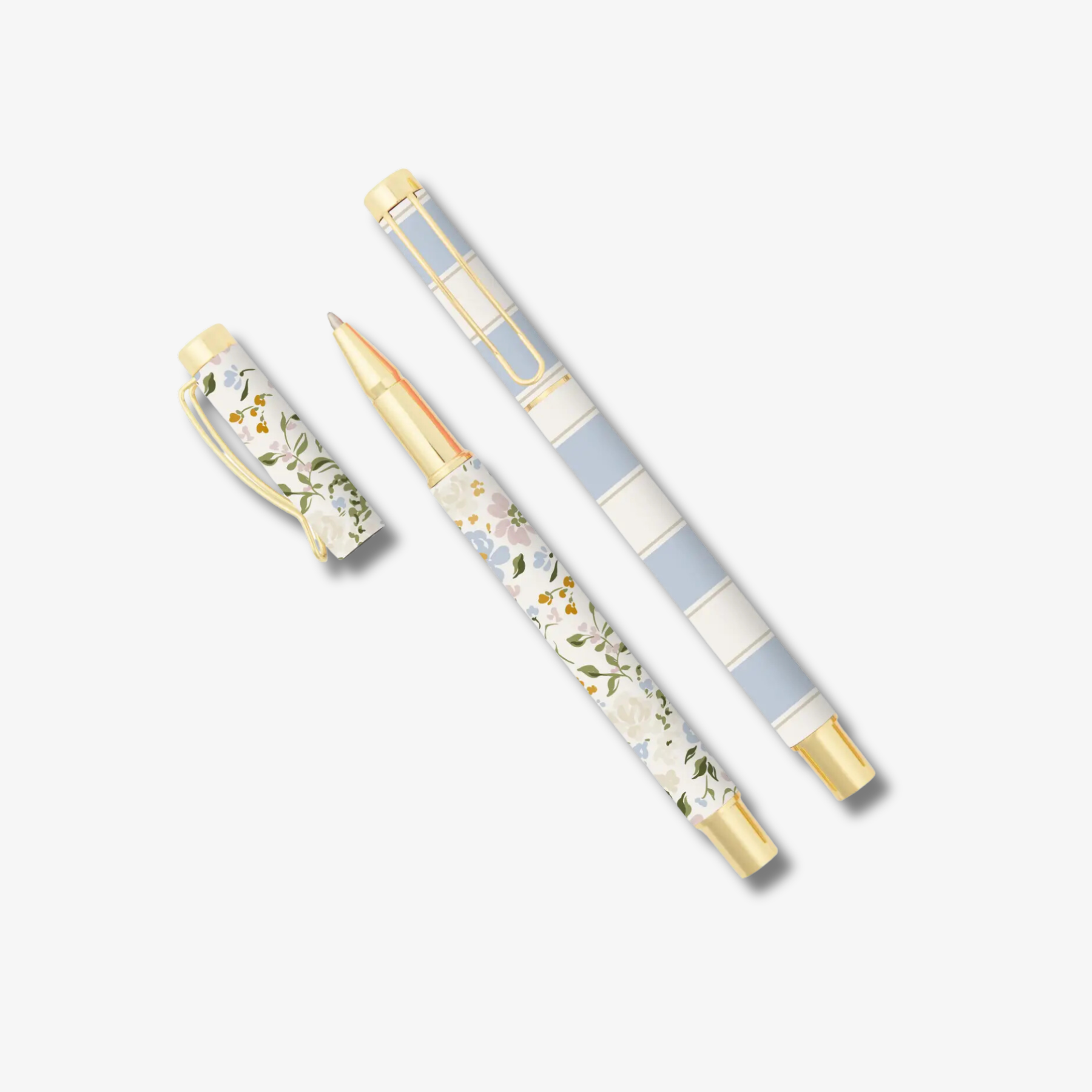 Blue Floral + Striped Pen Set