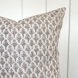 Brown Fleur-De-Lis Block Print Pillow Cover