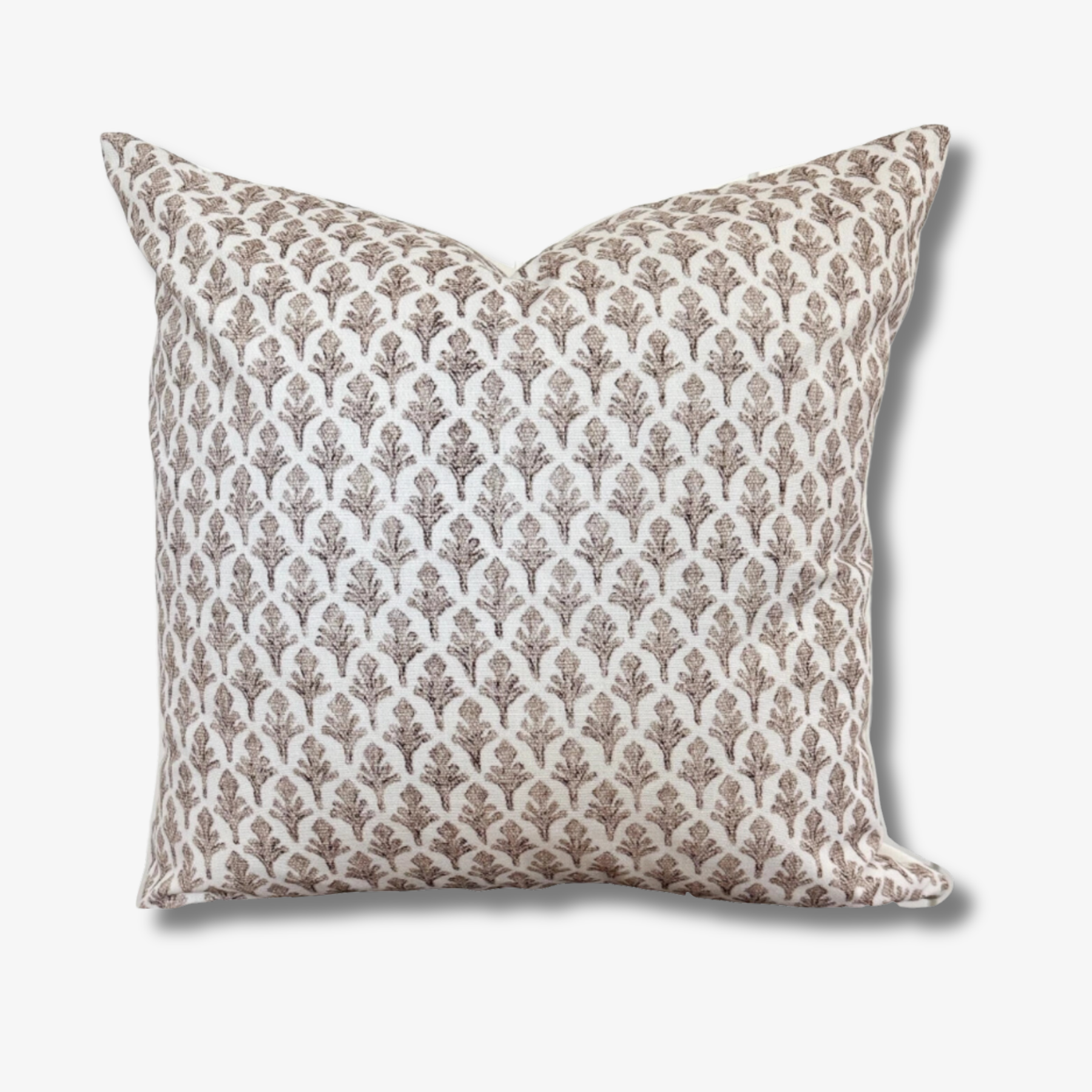 Brown Fleur-De-Lis Block Print Pillow Cover