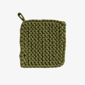 Cotton Crocheted Pot Holder Green