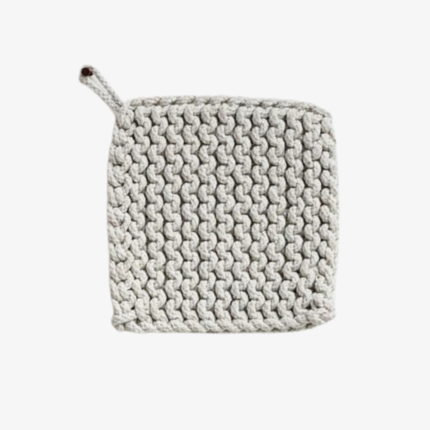 Cotton Crocheted Pot Holder Light Gray