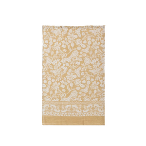 Floral Printed Tea Towel Yellow