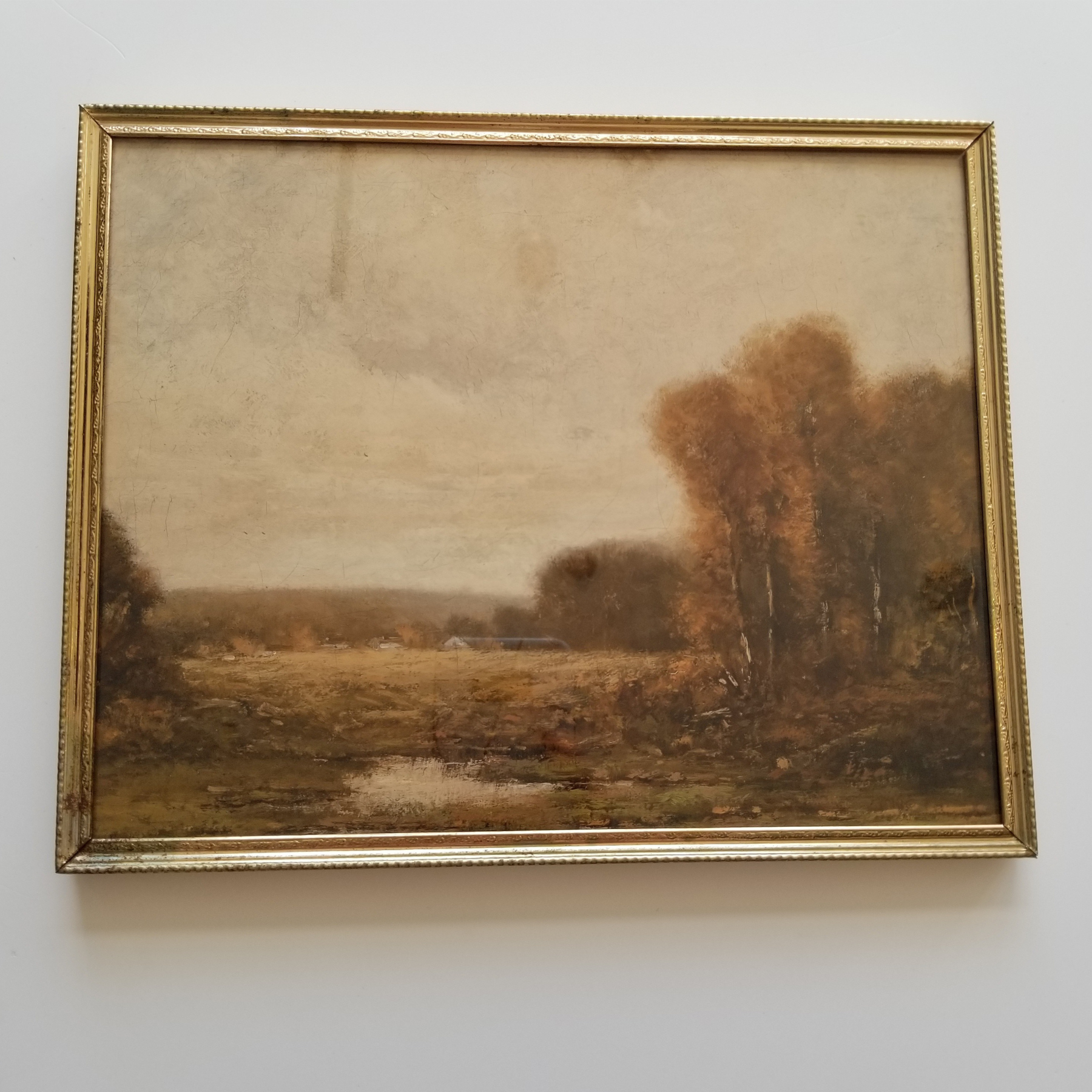 Autumn Landscape Vintage Art Print in Vintage Frame