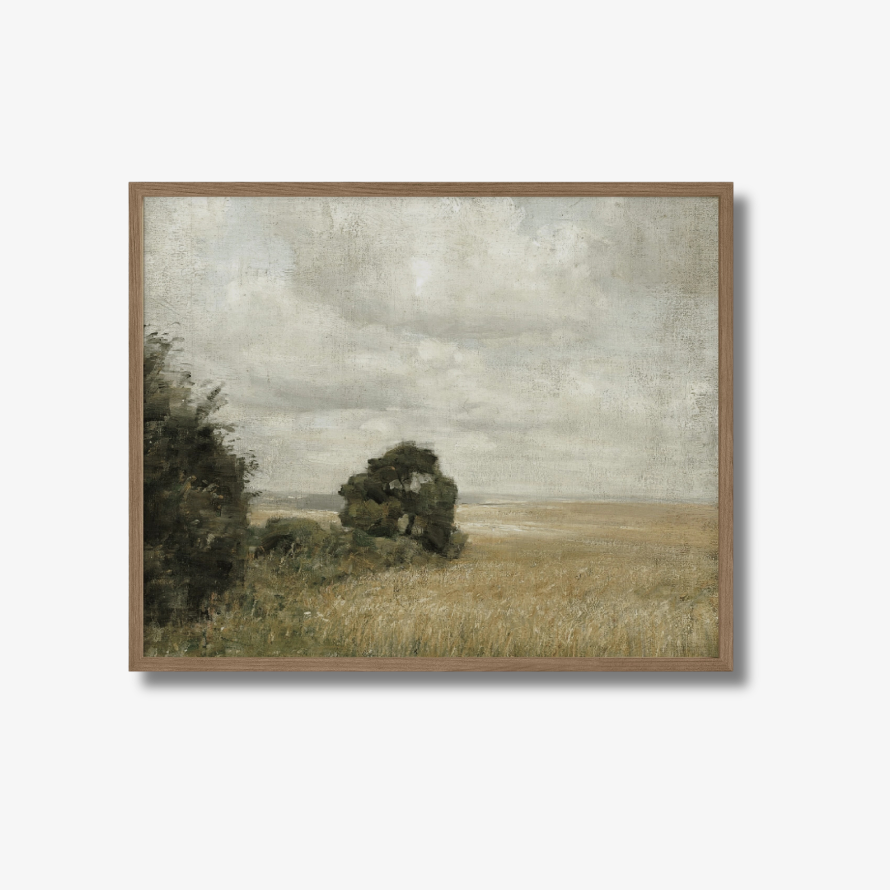 Muted Green Hay Field Vintage Art Print