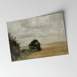 Muted Green Hay Field Vintage Art Print