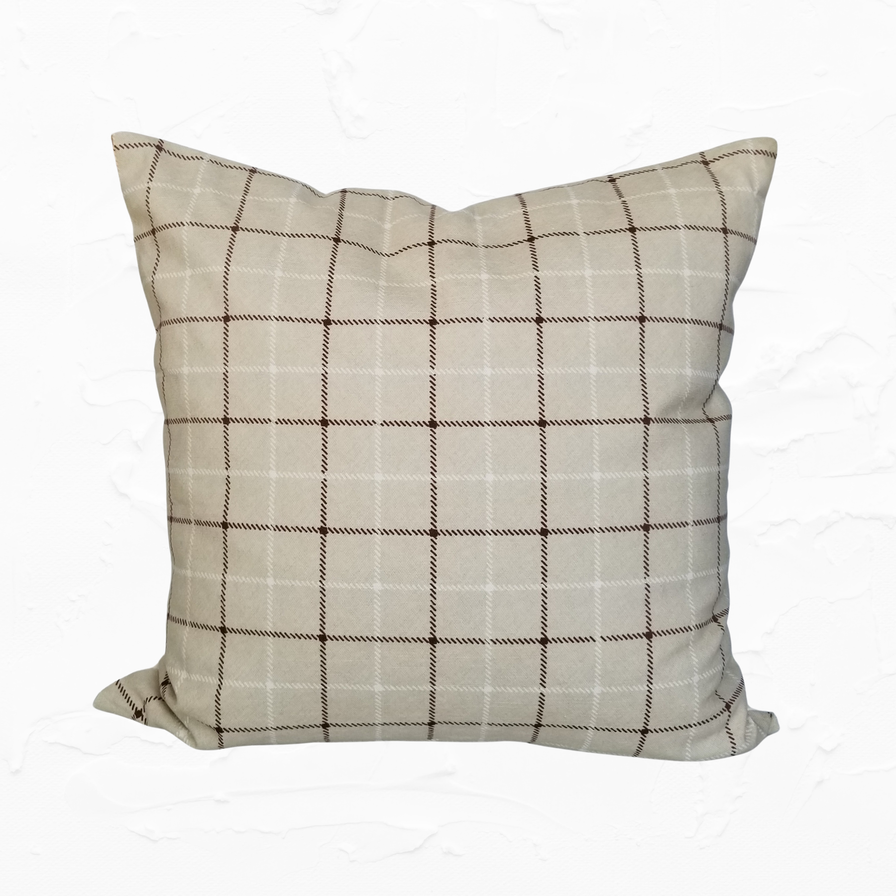 Neutral Plaid Throw Pillow Cover