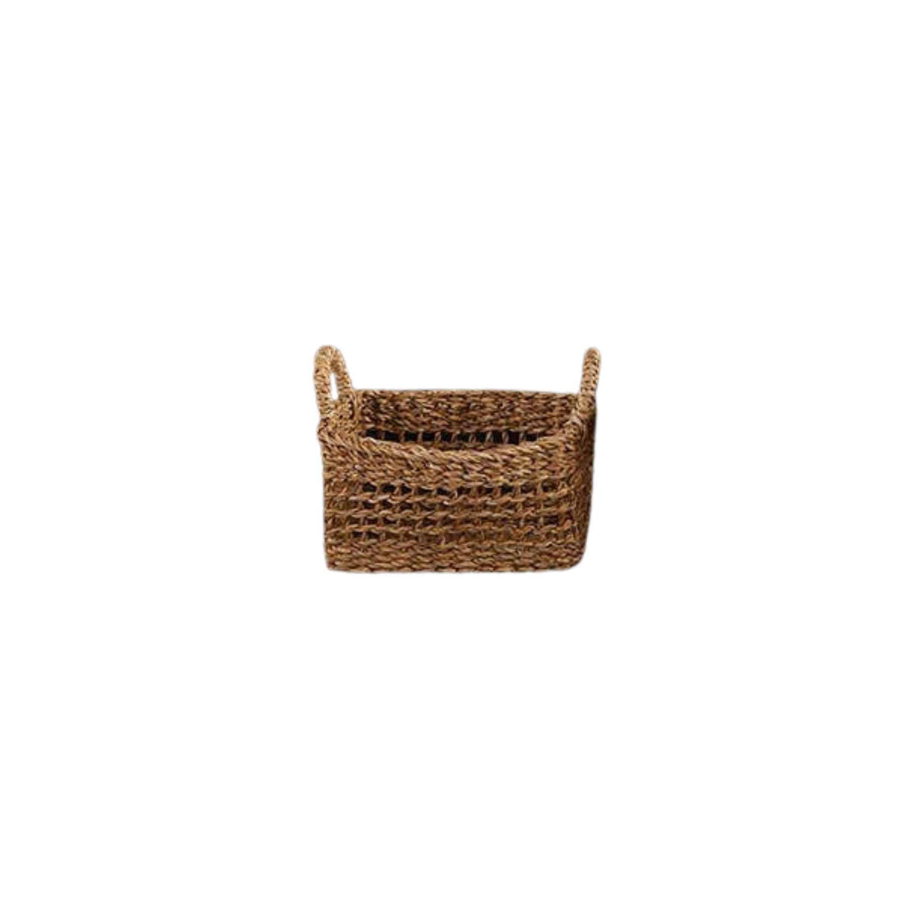 Rectangle Open Weave Basket with Handles - Small