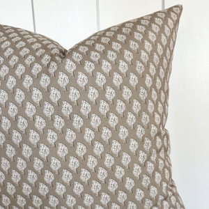 Soft Brown Block Print Pillow Cover