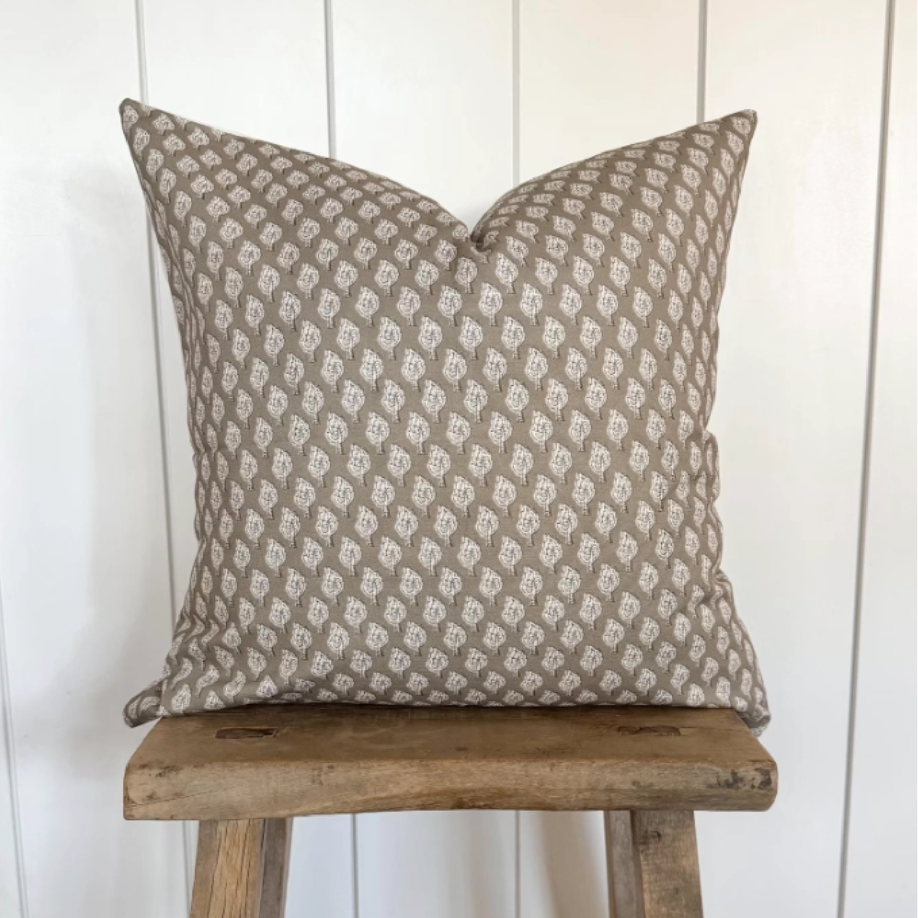 Soft Brown Block Print Pillow Cover