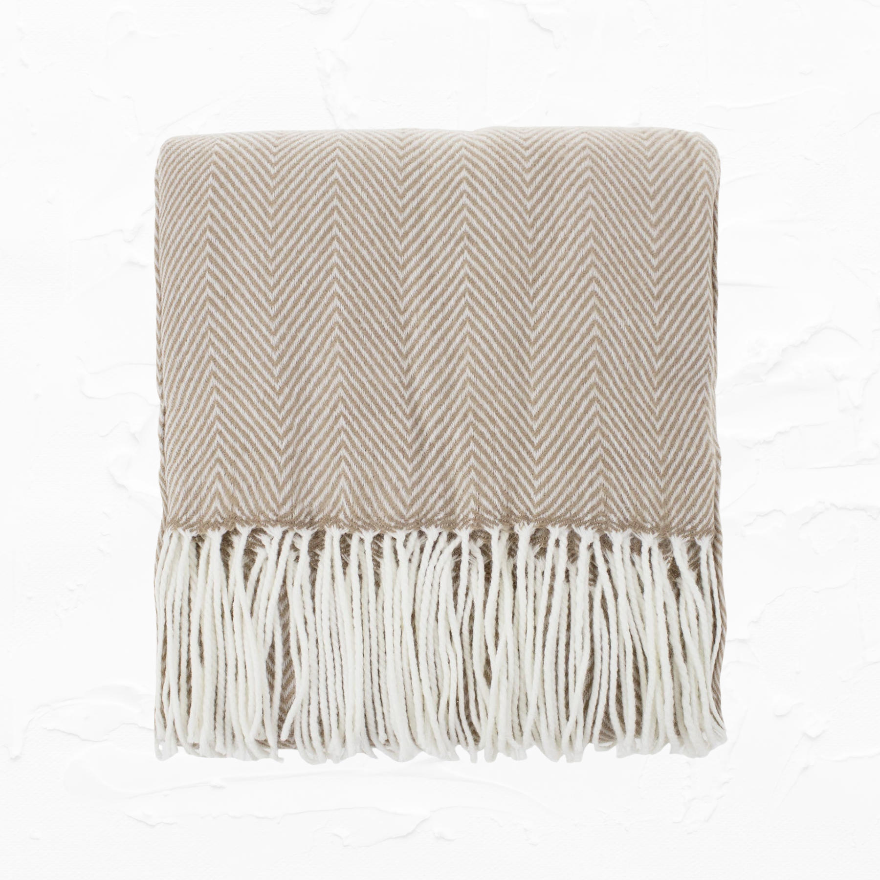 Taupe Herringbone Throw Blanket with FringeTaupe Herringbone Throw Blanket with Fringe