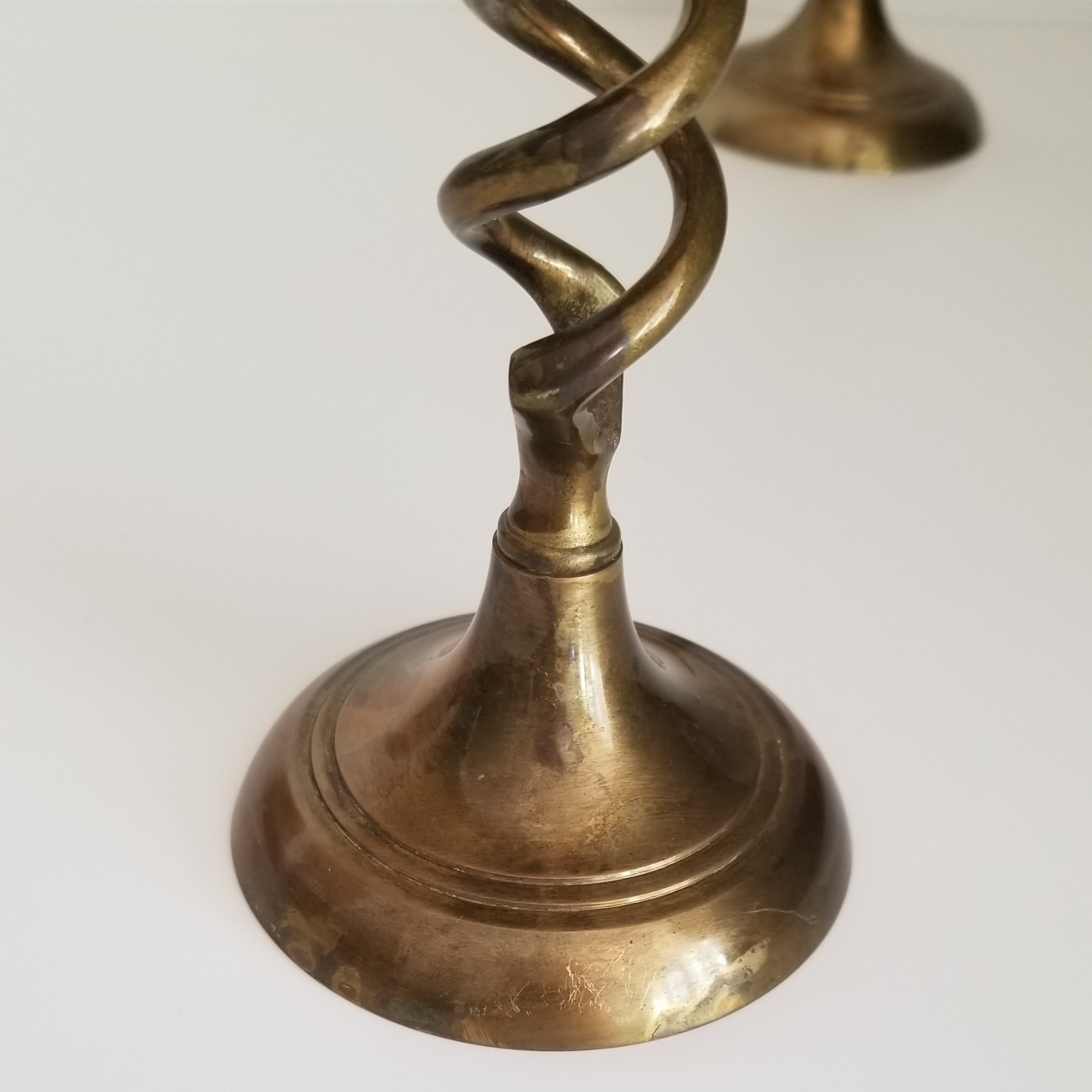 Vintage Twisted Brass Candlestick Holders