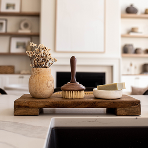 Vintage Elm Wood Rectangular Pedestal