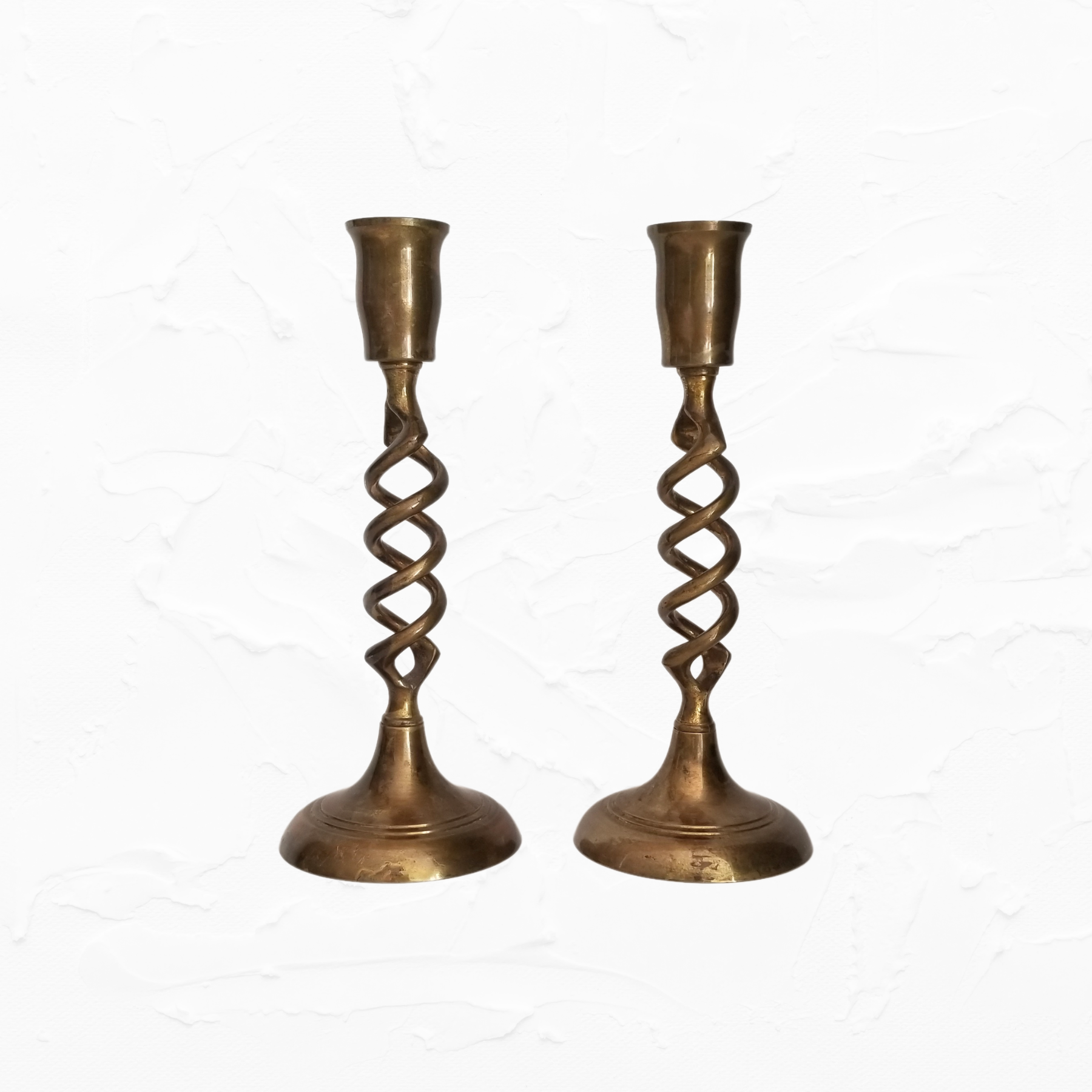 Vintage Twisted Brass Candlestick Holders