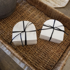 White Arched Marble Coasters 