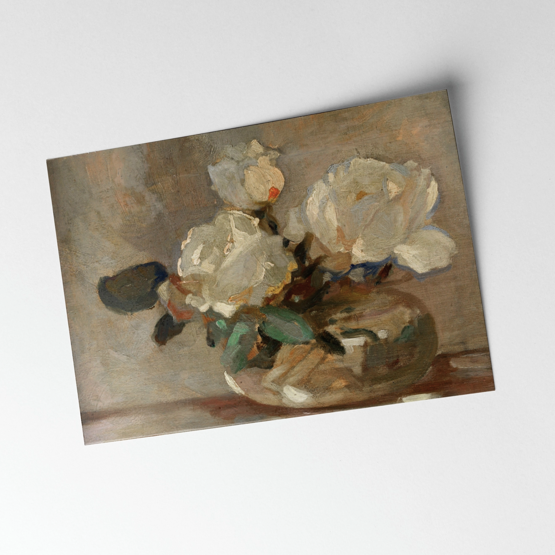 White Flowers Vintage Art Print