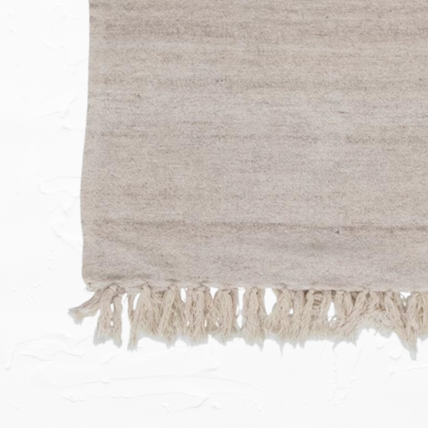 Woven Melange Wool + Cotton Slub Throw with Fringe - One Cozy Home